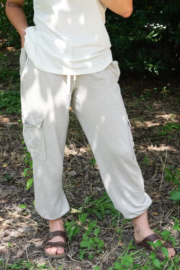 Pantalone cargo in Canapa naturale fronte donna