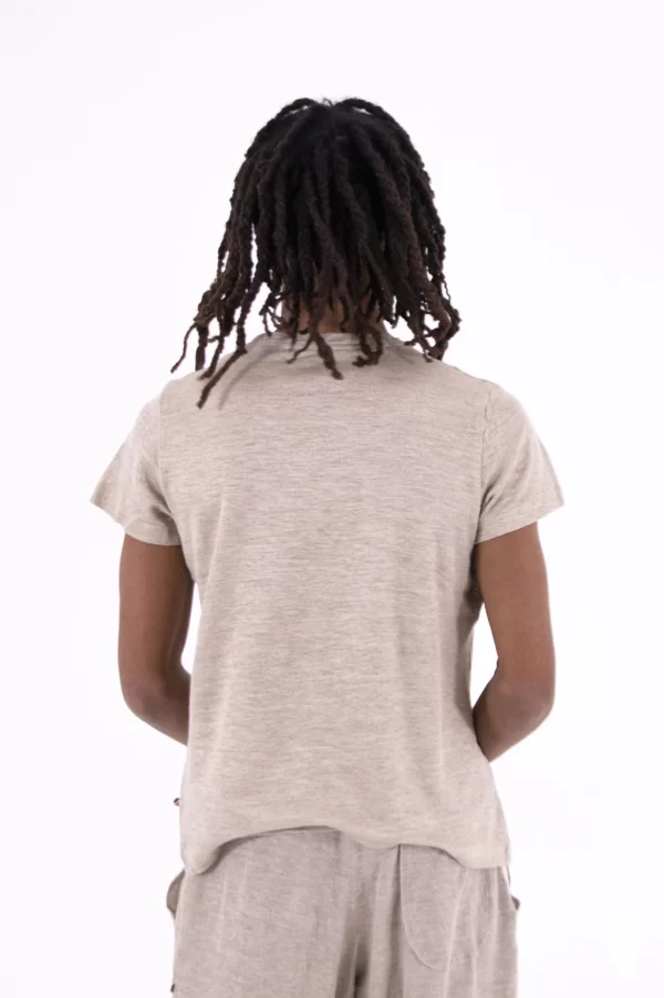 T-shirt girocollo slim-fit in canapa tessile naturale retro uomo
