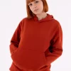 Hoodie in cotone contamination free One Size colore Paprica