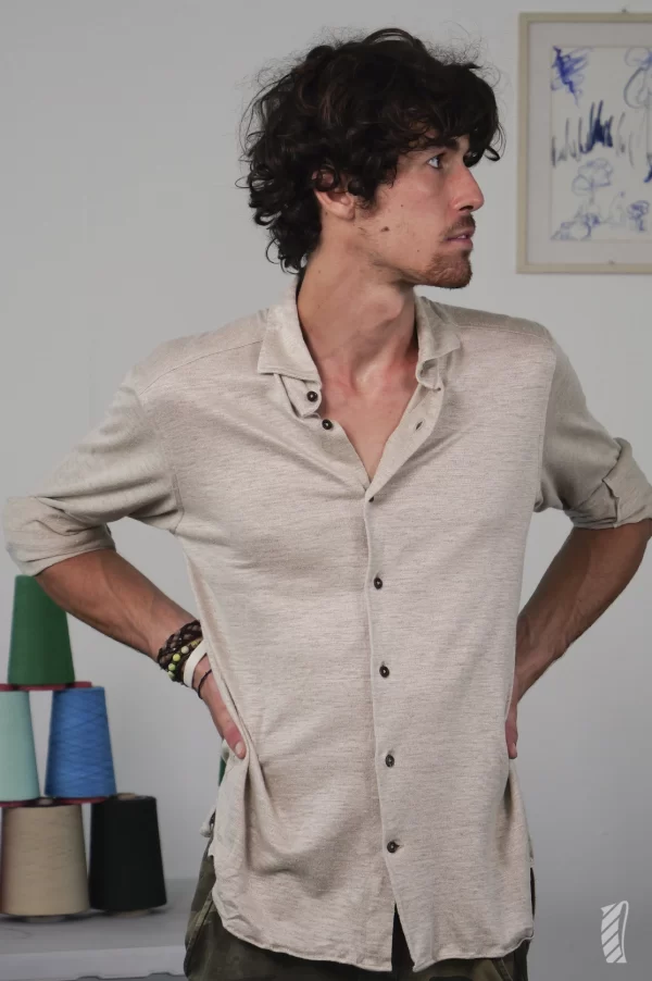 Men's frontal natural hemp shirt