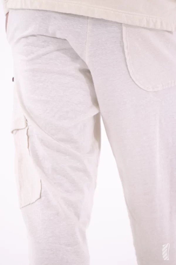 Pantalone cargo in canapa e cotone Supima® greggio tasca retro