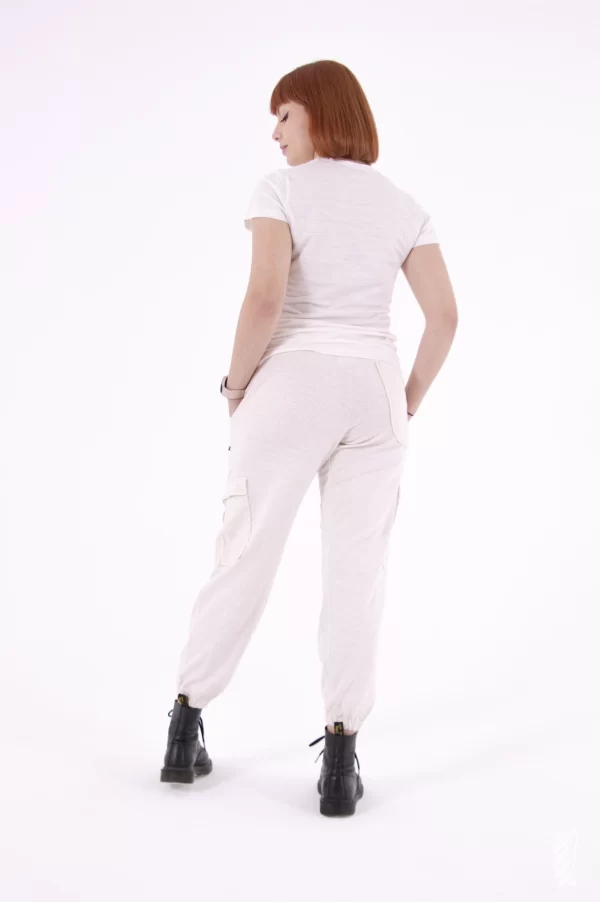 Pantalone cargo in canapa e cotone Supima® greggio, retro donna